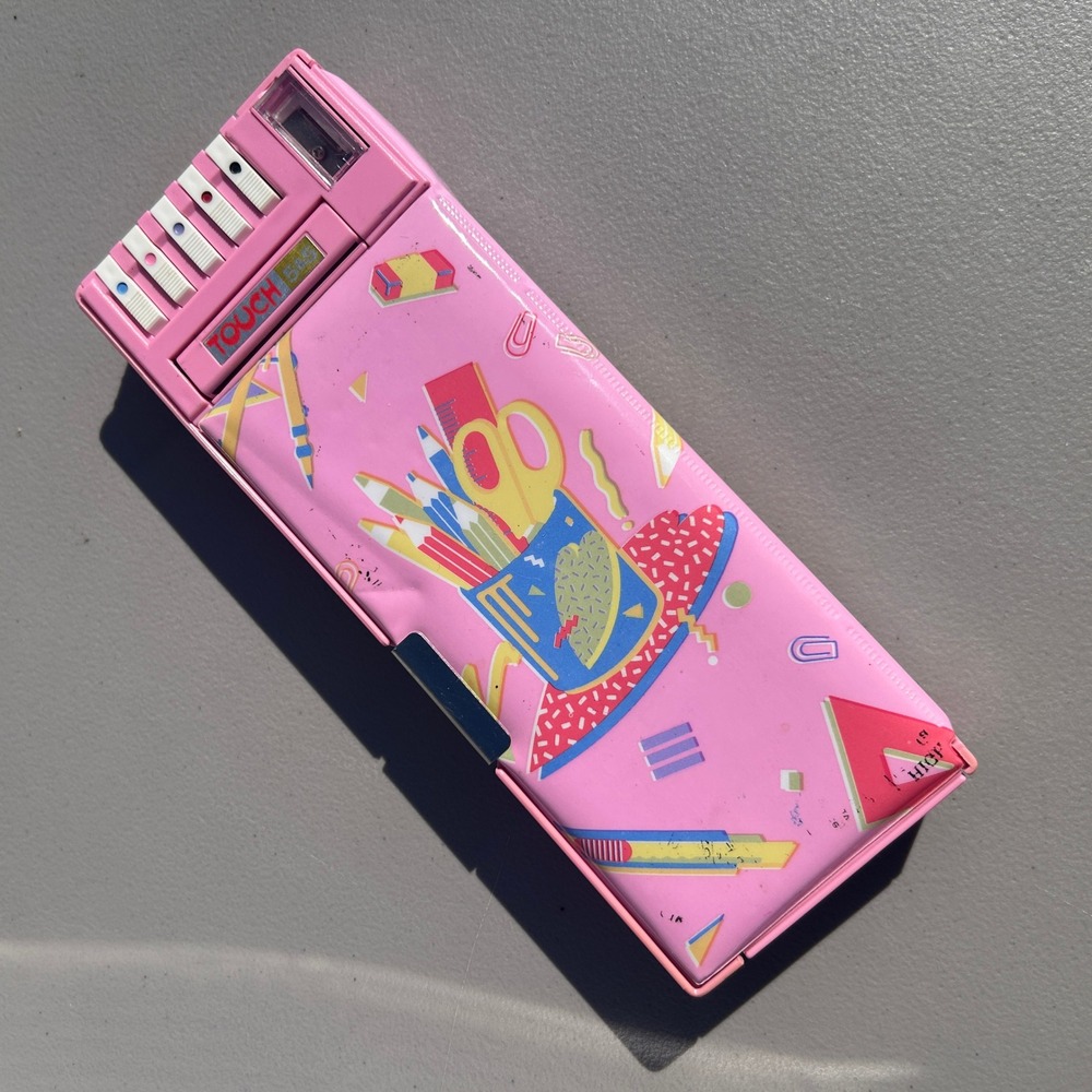 Vintage Flomo Touch 5&5 Multi Functional Pencil Case Pink 80s 90s Retro